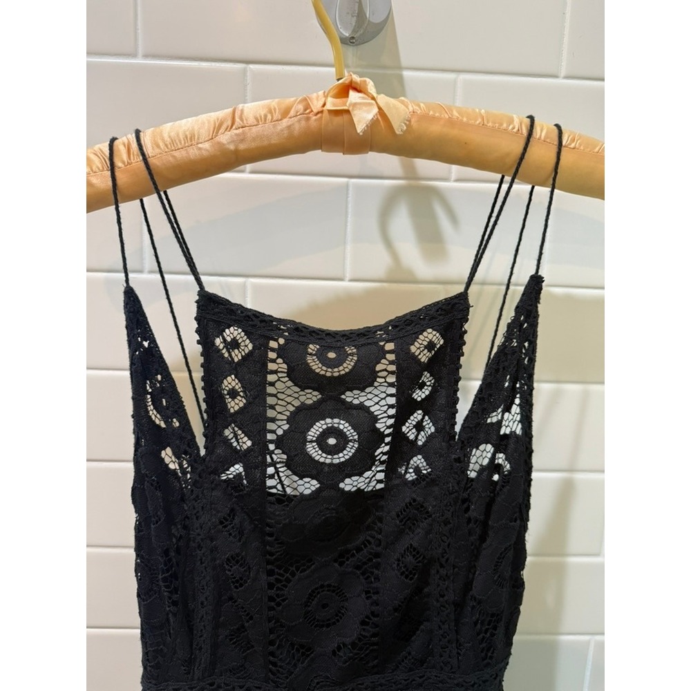 Witchy Whimsigoth Free People Black‎ Lace Spaghetti Strap Dress Gothic - Picture 3 of 7